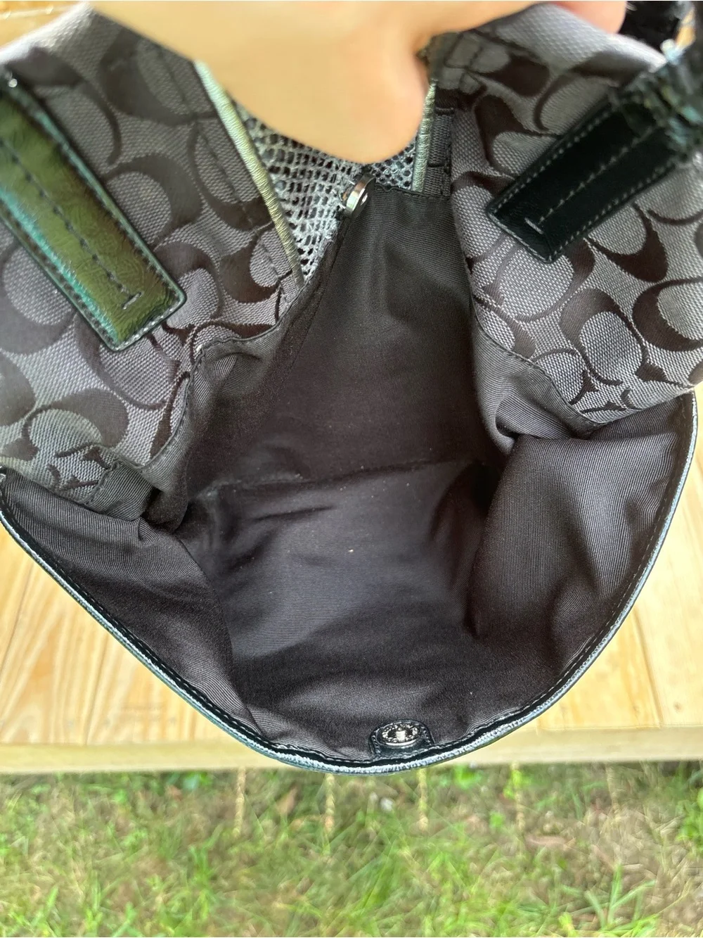 Coach Signature Python Stripe Black Purse